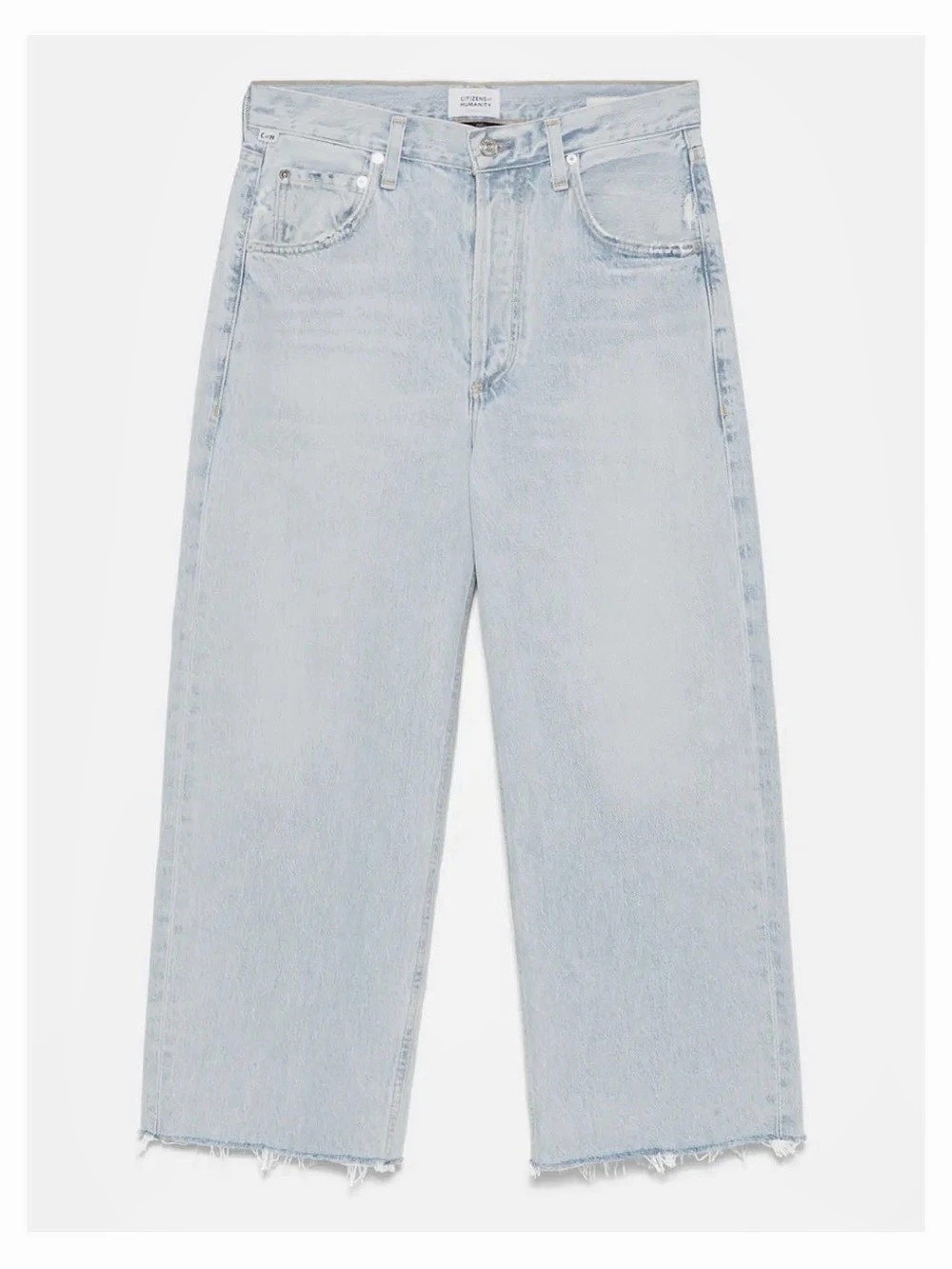 Citizens of Humanity Ayla wide Leg Raw Hem cropt Jeans Blue Waist 24